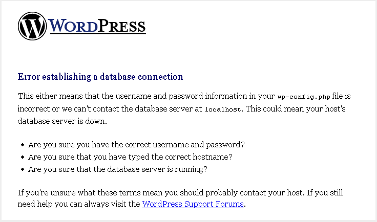 wordpress-database-error