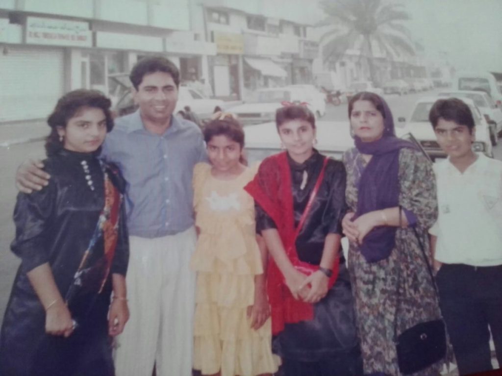 Samir and his family as a teenager in Dubai.